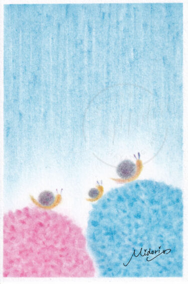 3色パステルアート『小さなカタツムリ』