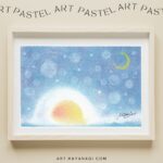 たった3色のパステルで描かれた冬の風景画「かまくら」。雪の白さと灯火の温もりが幻想的に表現された癒やしのアートです。初心者でも簡単に描ける技法を用いて、冬の静かな夜の情緒を描き出しています。