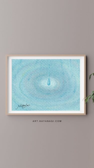 青・黄・赤で描いた3色パステルアート『水滴』