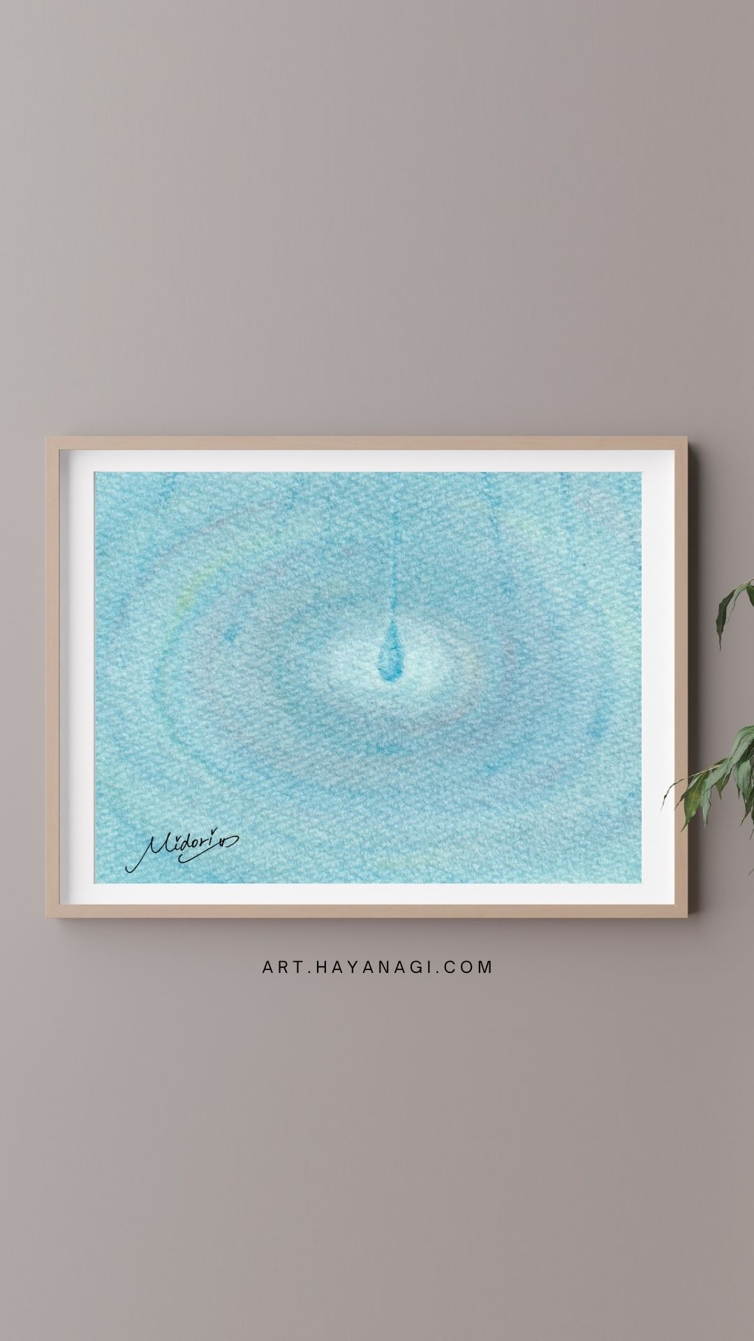青・黄・赤で描いた3色パステルアート『水滴』